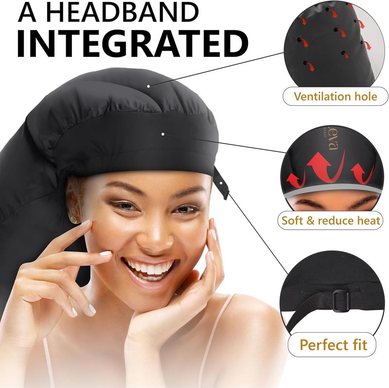 Granteva Large Hooded Hair Dryer Bonnet Attachment w/Integrated Headband - Reduces Heat Exposure Around Ears & Neck - Enhanced Size for Use with Rollers, Speeds Up Drying Time, Deep Conditioning at Home - Image 3
